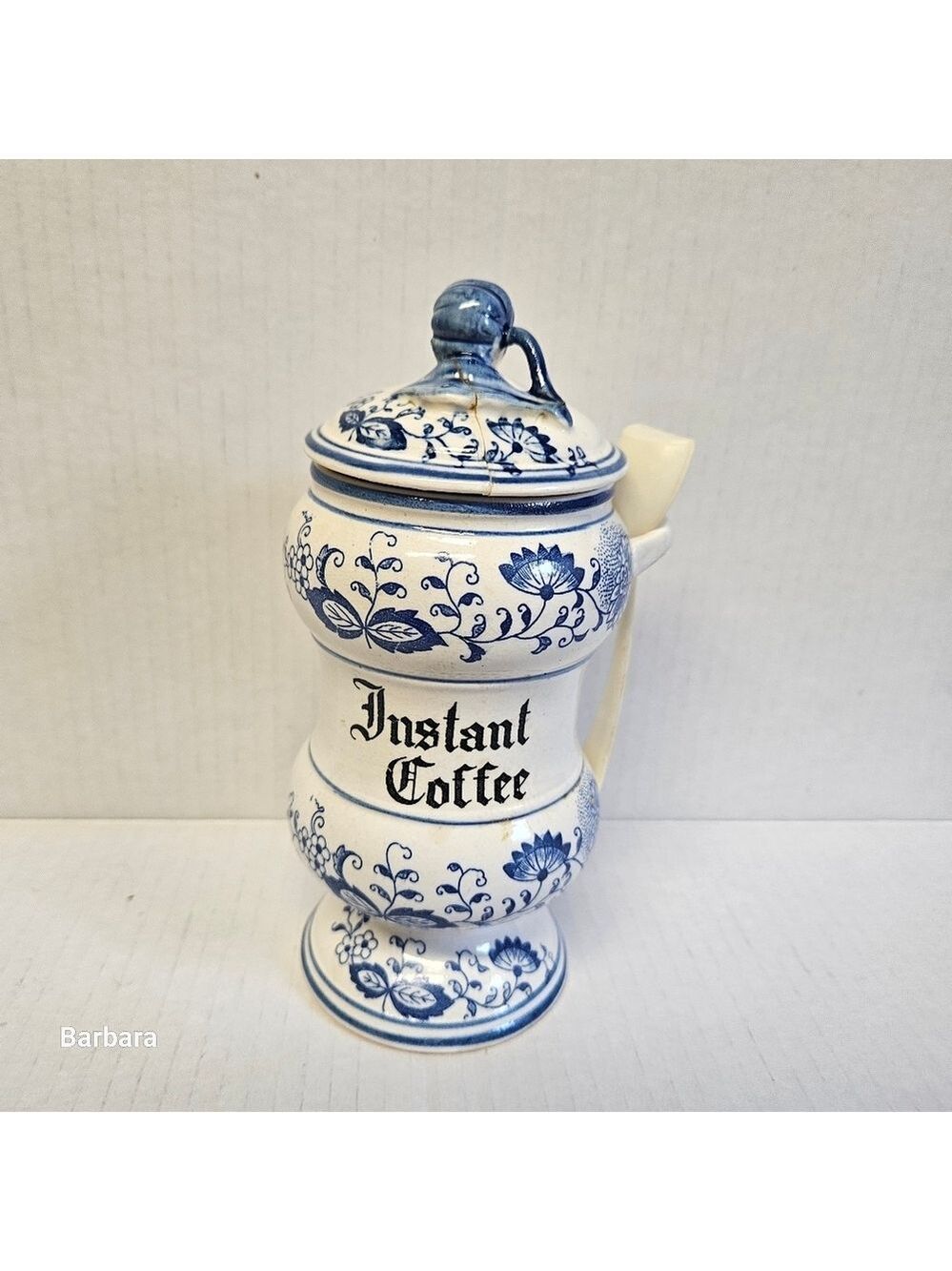 Vintage 60s Arnart "Blue Onion" Instant Coffee Ceramic Canister